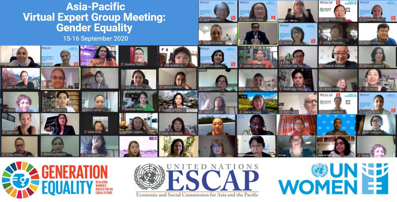 UN　Women & 国連アジア太平洋経済社会委員会（ESCAP） オンライン専門家会議「コロナ・パンデミックにおける北京+25公約の実施：女性に対する暴力への対応」